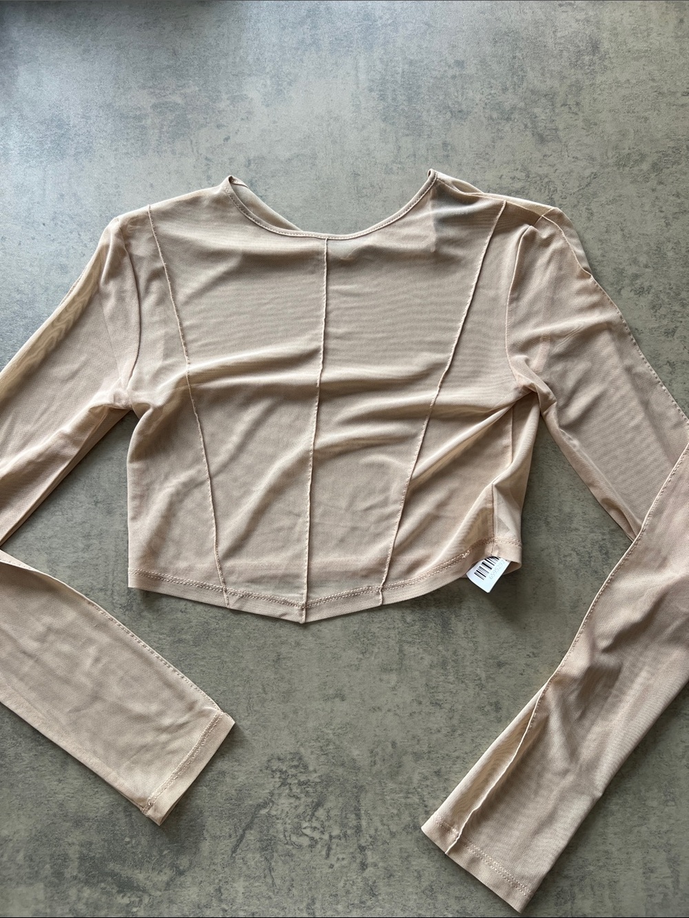 Forever 21 Beige Nude Long Sleeve Crop Top